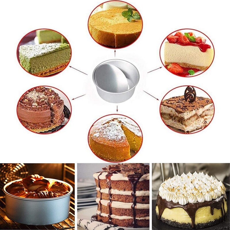 Molde redondo para pastel de aleación de aluminio, 6 pulgadas, con Fondo extraíble, antiadherente, para pasteles, bandeja para hornear, herramientas para tortas