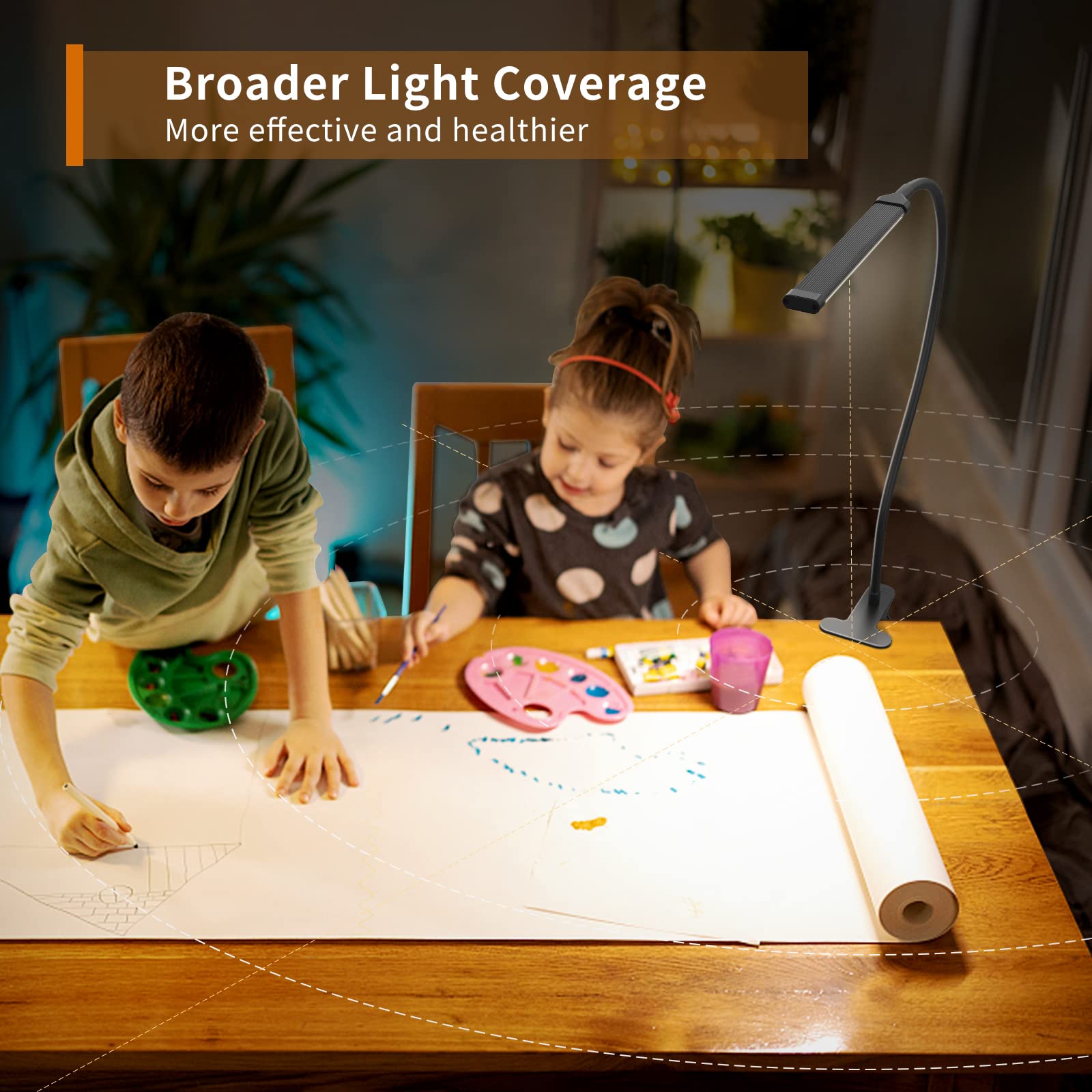 Dimmbare 360-Grad-flexibel Schwanenhals-LED-Schreibtischlampe zum Aufstecken, Leselicht, augenschonend, 10 Helligkeitsstufen, einstellbar