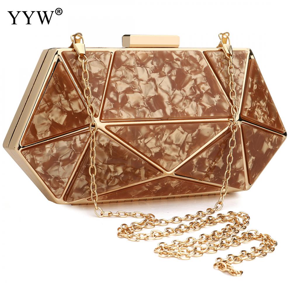 Acrylic Geometric Clutch Purse Women'S Bag With Two Chian Handbag Laides Crossbody Bags For Women Marble Clutches