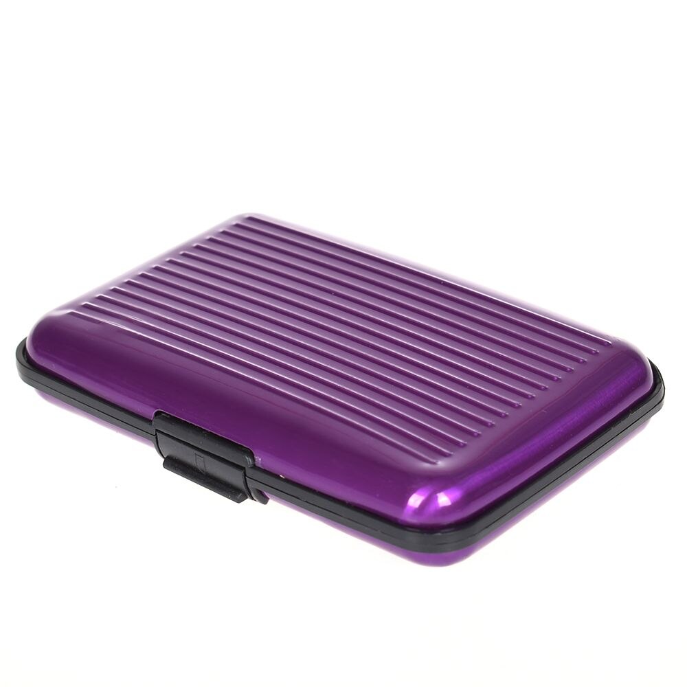 Funda rígida de bloqueo de tarjetas de bolsillo para tarjetas de crédito, identificación comercial, soporte de billetera de Metal de aluminio, soporte protector de escaneo Anti-RFID: purple