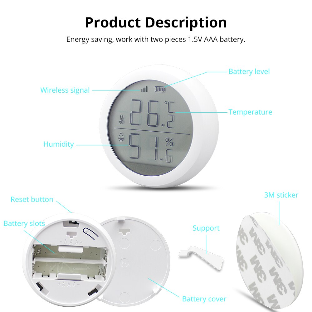 Tuya Zigbee Temperature Humidity Sensor Smart Temperature Sensor Remotely Monitor Temperature Environment For Home Work With APP