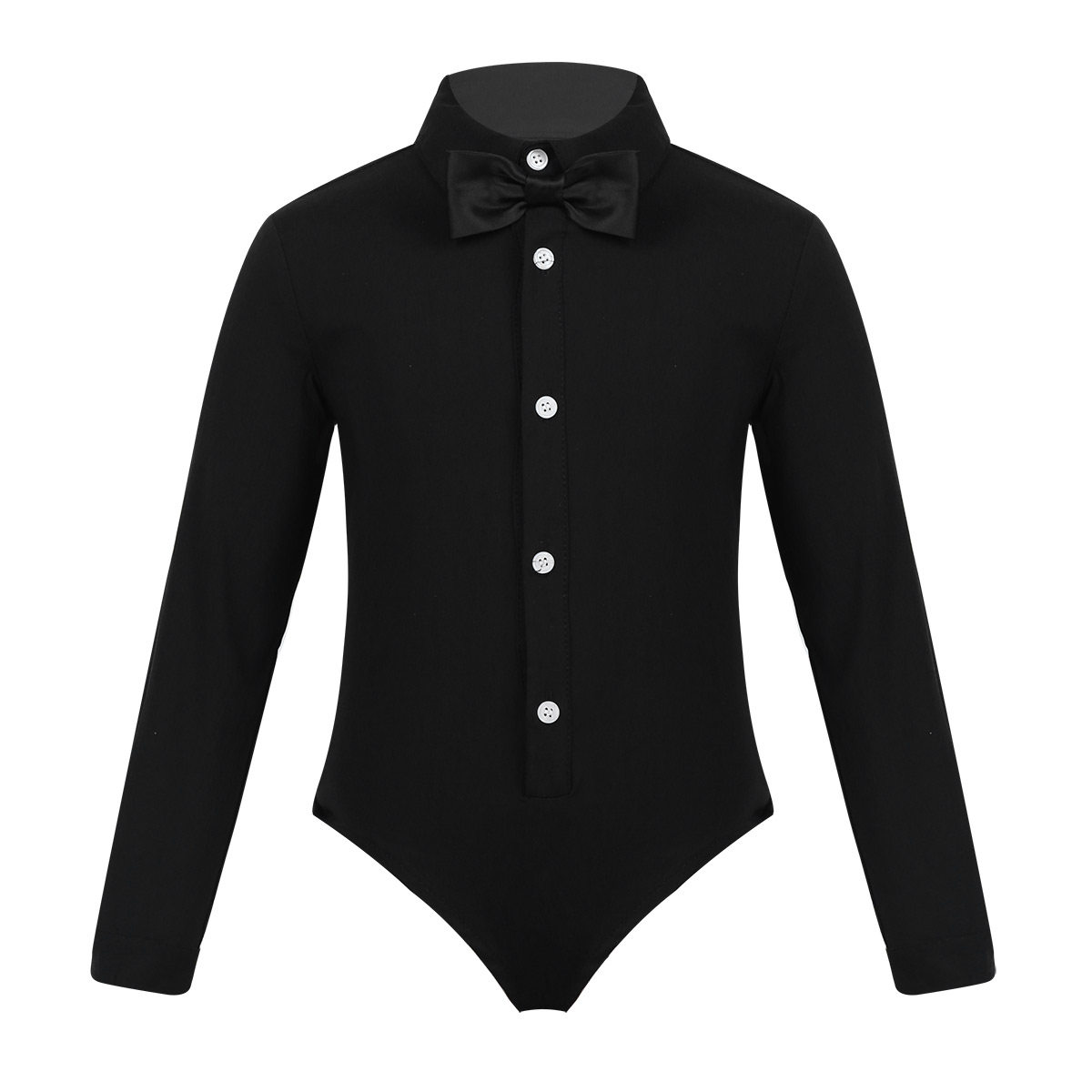 Latein tanzen Wettbewerb Kostümich freundlicher Lange Ärmel Revers Bowtie Jungen Latein Ballsaal tanzen Kleid Anzug Bühne Leistung Kleidung: Schwarz / 8