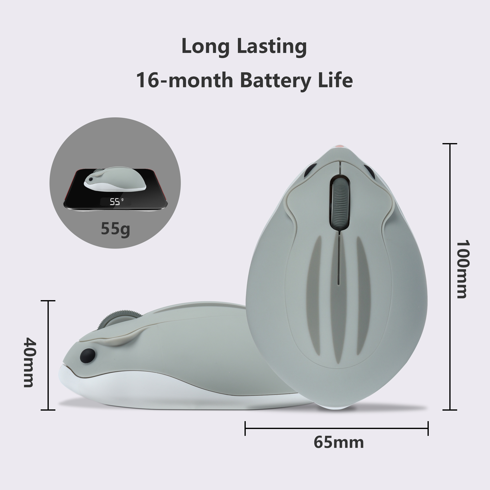 Mini mouse sem fio 3d fofo hamster 2.4g bluetooth modo duplo conectividade bateria de longa duração mudo mouse óptico usb para laptop pc