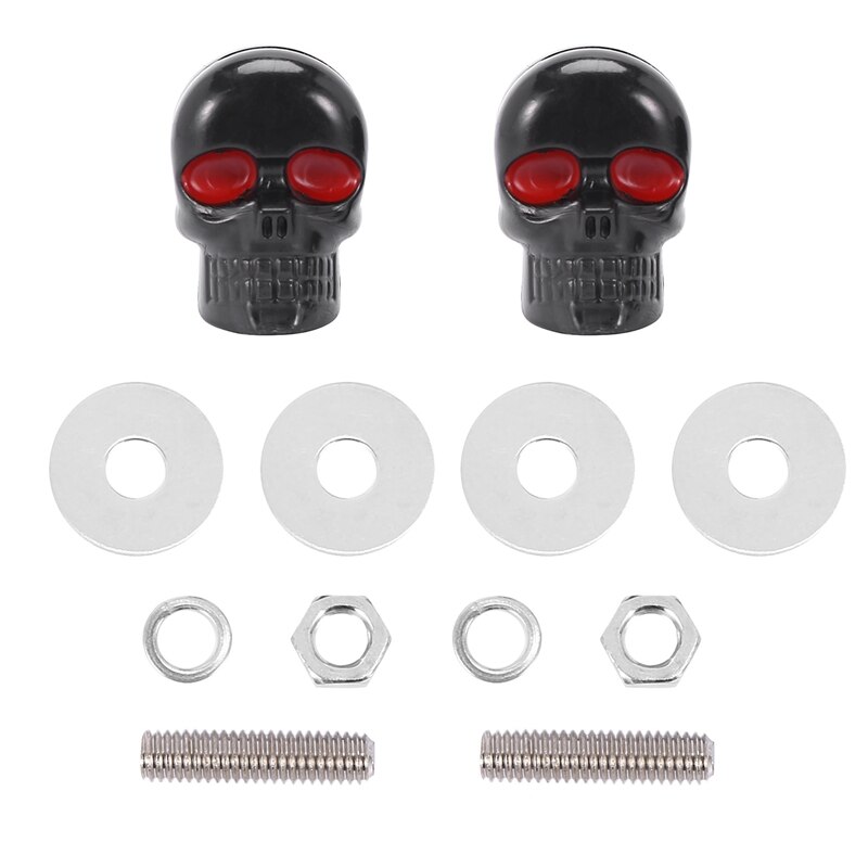 2 Pair Motorcycle Skull Number Plate Frame Screws Fitting Screw Black