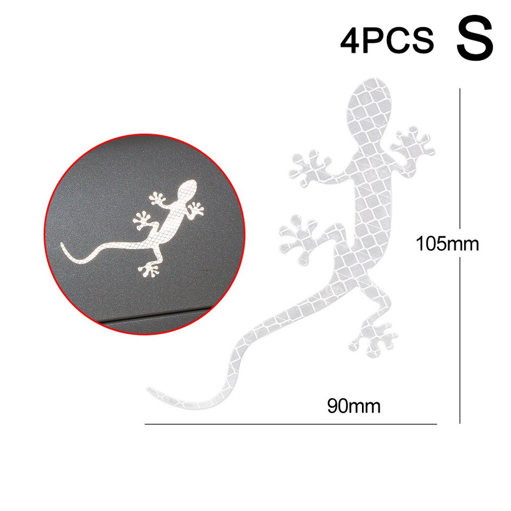Auto Reflektierende Streifen Gecko Form Warnband Reflektor Aufkleber Decals Mark für Nacht Fahren B2Cshop: white  S   4pcs