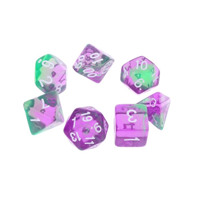 Juego de mesa D4 D6 D8 D10 D12 D20 Dungeons &amp; Dragon D &amp; D RPG Poly, 7 piezas: colourful