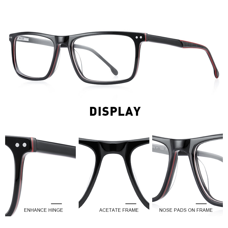 MERRYS -Gafas de acetato para hombre, montura óptica cuadrada, graduadas, de lujo, S2942