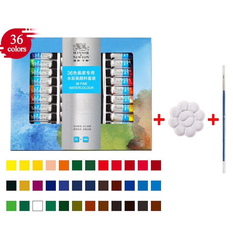 Winsor & newton akvarel maling/pigment 12/18/24/36 farver 10ml vand farve maling pigment til kunstnere glat fint: 36 farver-sæt