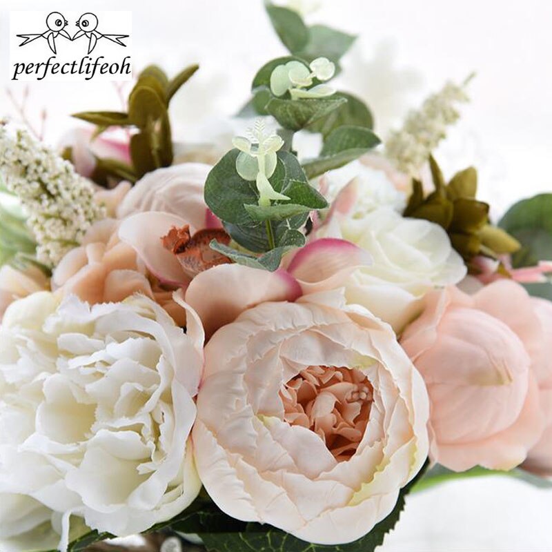 Perfectlifeoh bryllupsblomster landstil kunstige bryllupsbuketter til brude casamen blonder bryllupsblomster broche buketter