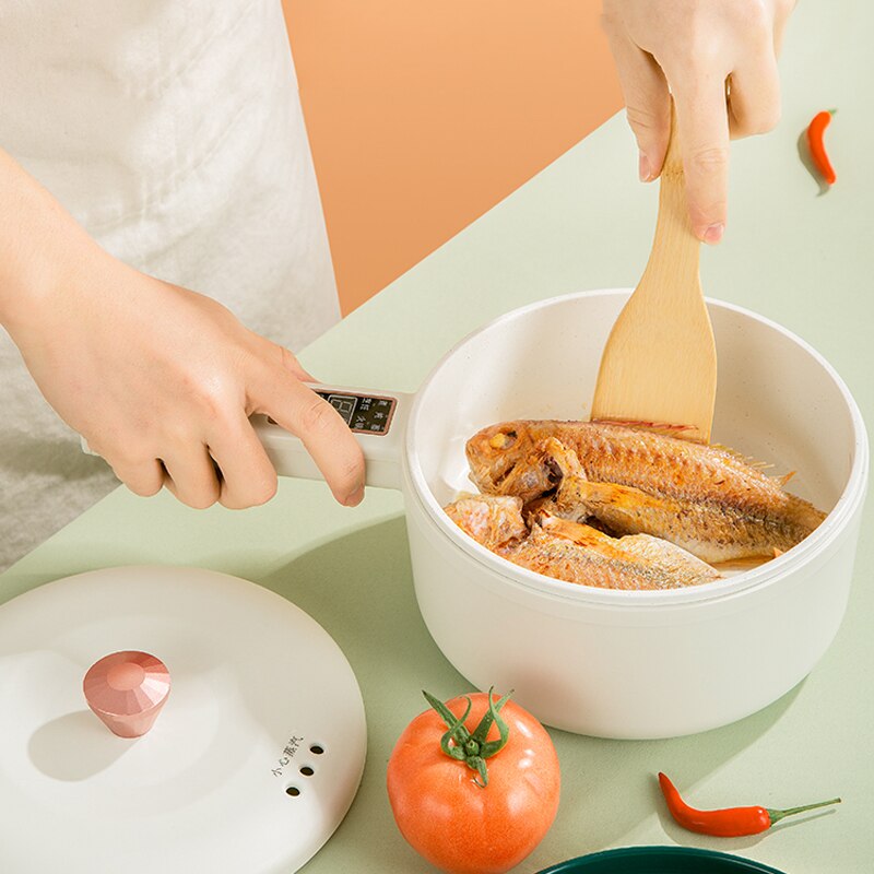 700W Electric Cooking Pot Portable Multicooker Long Handle Pot Single/Double Layer Electric Skillet Frying Pan 220V