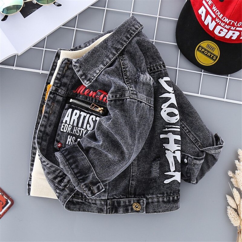Denim Jassen Jongens Kleding Motorfiets Jas Denim Lange Mouw Kleding Jeans Jassen Kids Windbreaker Brief Jassen