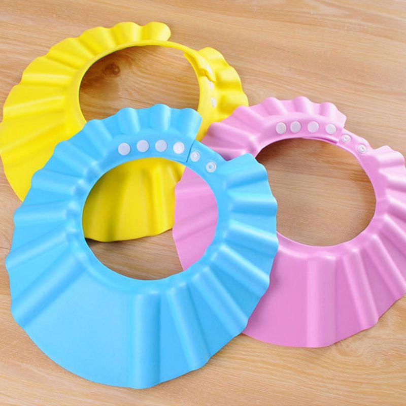 Kinderen waterdichte badmuts shampoo douche beschermhoed zachte verstelbare klep hoed thuis badkamer douche benodigdheden 3 kleuren