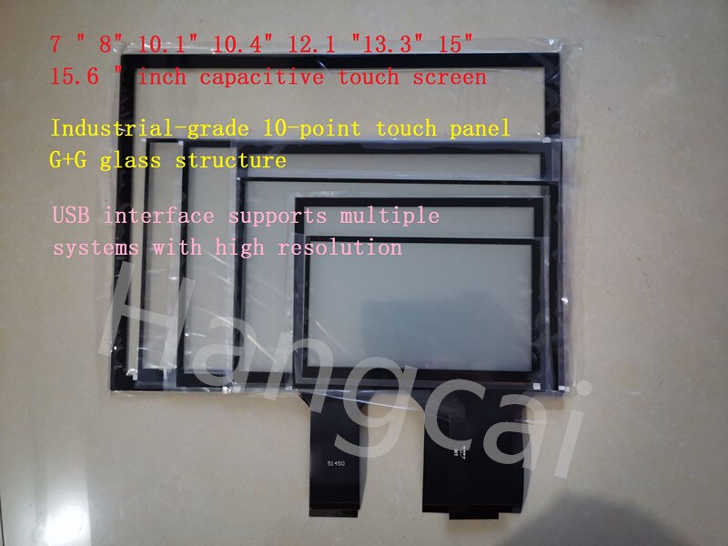 7 " 8" 10.1" 10.4" 12.1 "13.3" 15" 15.6 " inch capacitive touch screen G+G structure USB plug and play 10 point touch