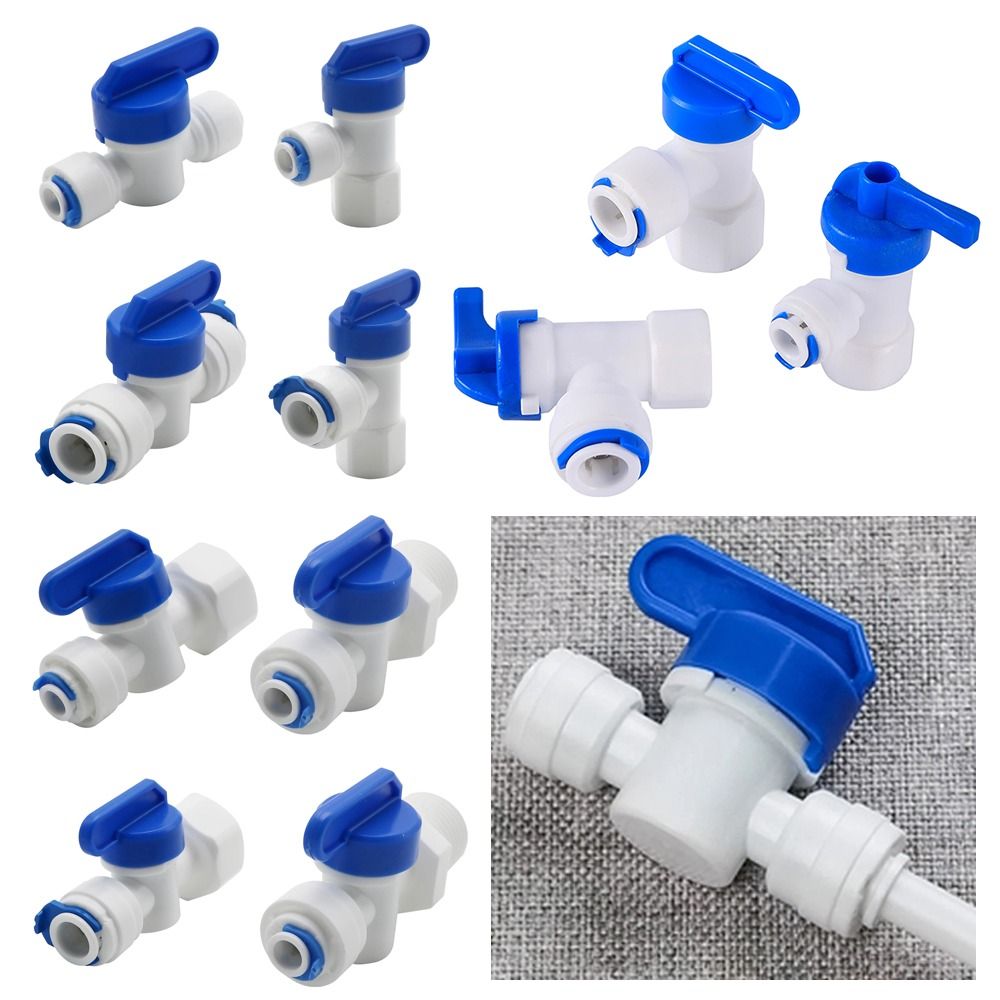 Plastic Kogelkraan 1/4 "3/8" Od Slang Snel Aansluiten Mannelijke Vrouwelijke Draad Mannelijke 1/2 "Vrouwelijke Reveser Osmose Aquarium Fitting