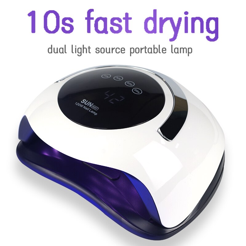 Uv led lampe til manicure hurtigtørrende gel neglelak gel lak hærdende tørre lampe auto sensor lcd display uv lampe til negle: 120w bq5t