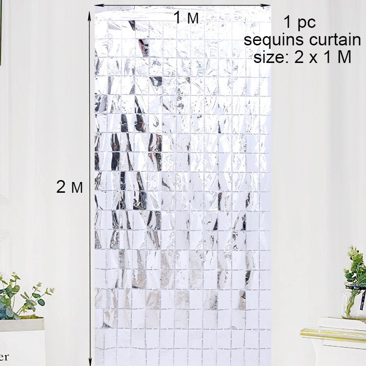 Telón de fondo para , cortina de lentejuelas de aluminio, decoración de pared de , purpurina de lentejuelas, decoración de fondo de cumpleaños y boda: silver