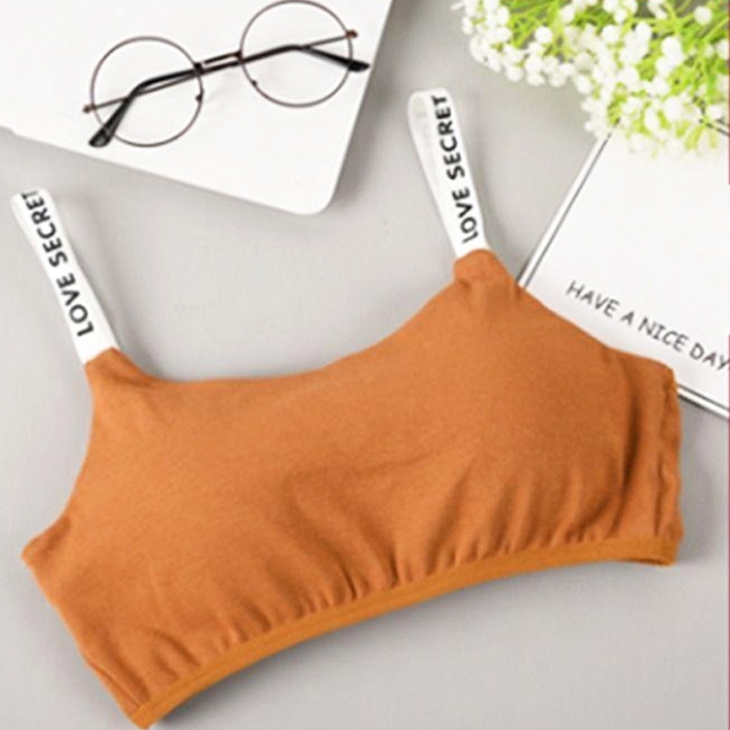 Sujetador de algodón con relleno desmontable sin costuras para mujer, sostén Sexy informal con estampado de letras sin anillo de acero, sujetador transpirable para fitness: Ginger