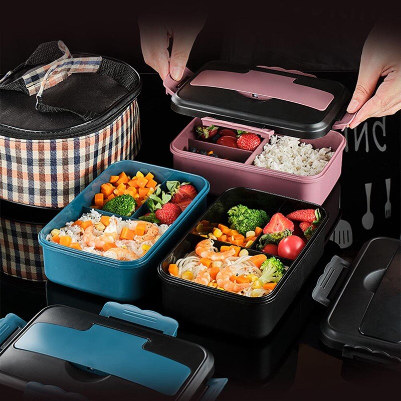 Japanese-style Plastic Lunch Box For Kids Sealed Student Lunch Box Adult With Lid Fast-food box Microwave Oven Heating Bento Box