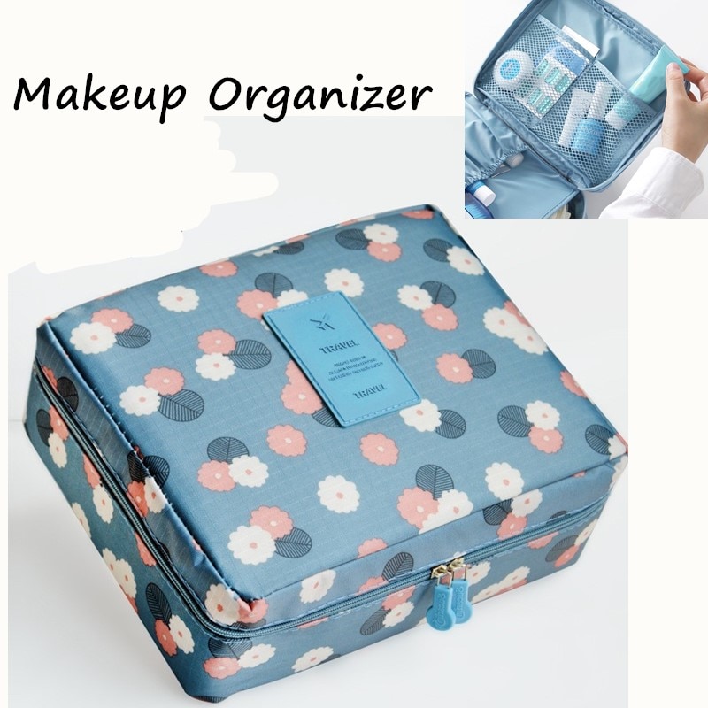 Nylon Rits Multi-layer Tas Make-Up Tas Cosmetische Bag Case Make Up Organizer Organizer Voor Cosmetica