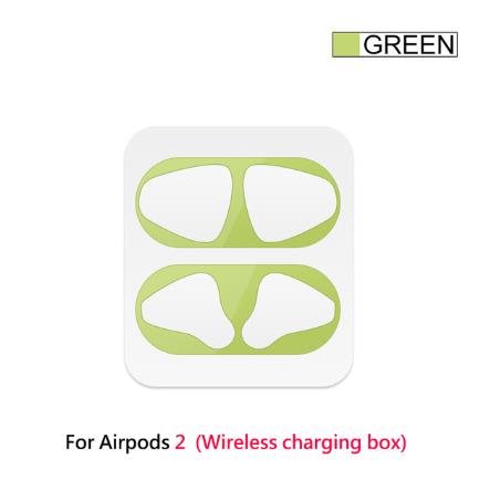 Dust-proof Dust Guard Sticker for Airpods 1 2 Metal Skin Protective Sticker for AirPods 1 Earphone Charging Box Case Cover Shell: Green for wireless