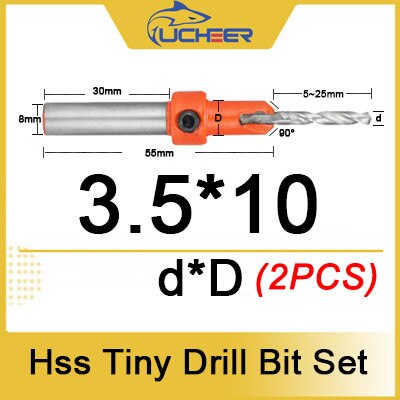 Ucheer 1 set hss timmer liten träbearbetning försänkt borrkrona set skruvskärare träverktyg för metall trälegering borr + skiftnyckel: D3.5-d10