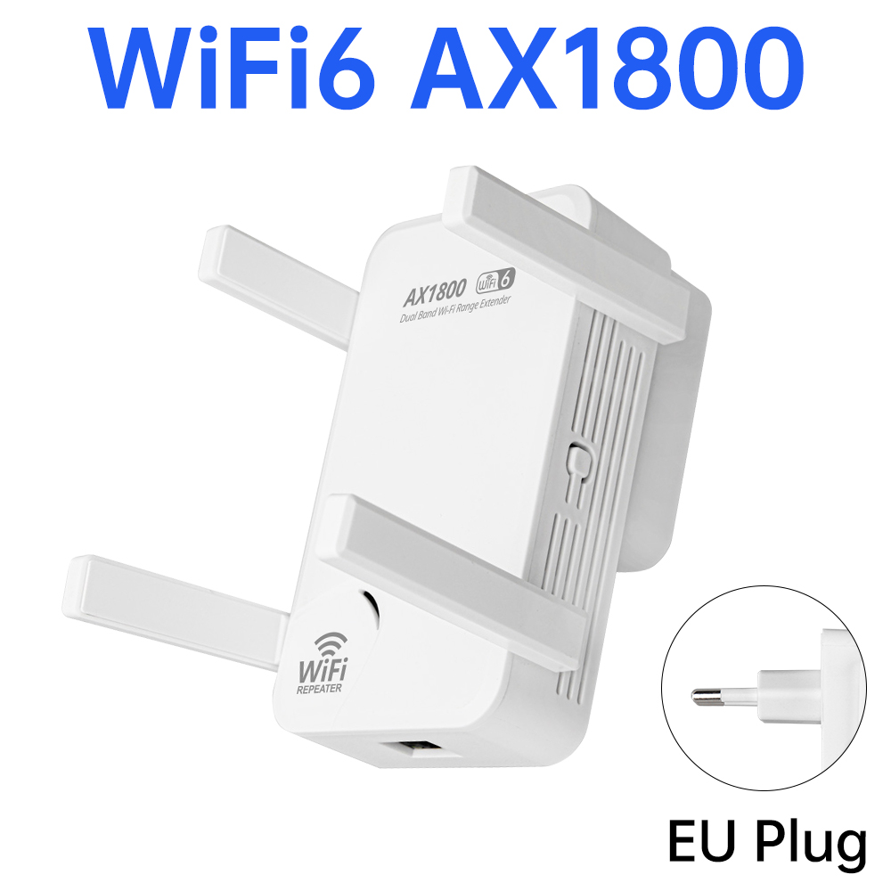 FENVI WiFi 6 AX1800 Gigabit Repetidor Dual Band 2.4G/5Ghz Amplificador de sinal 1800M Gigabit Repetidor sem fio para cobertura de rede: plugue da UE