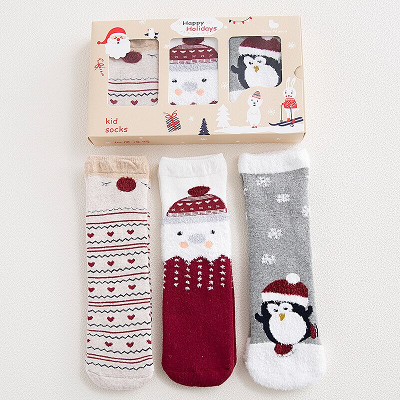 Kid Boy Girl Leg Warmers Santa Claus Toddler Girl Socks Boys Girls Merry Christmas Baby Sock: A-3 piece