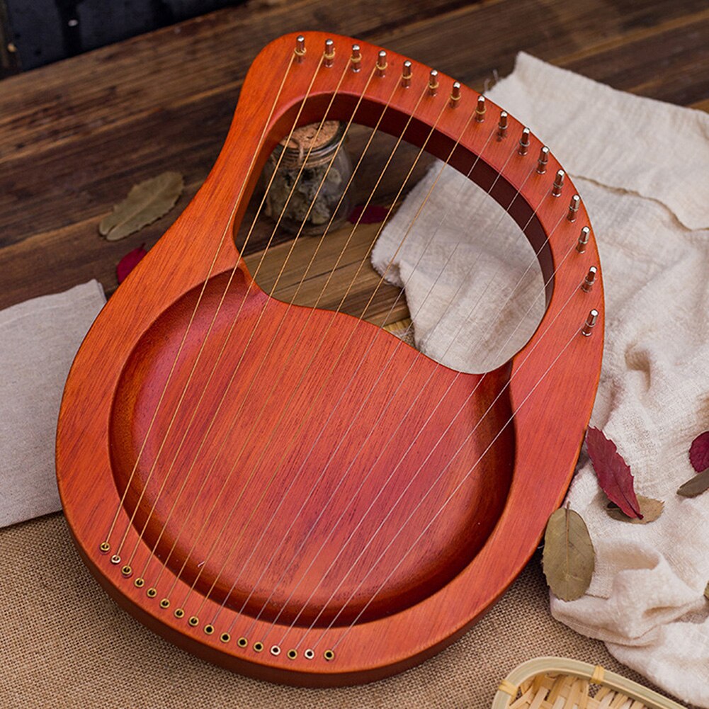 16 Strings Wooden Mahogany Lyre Harp Solid Wood String Reindeer XylophoneMusical Instrument Random Accessories Color