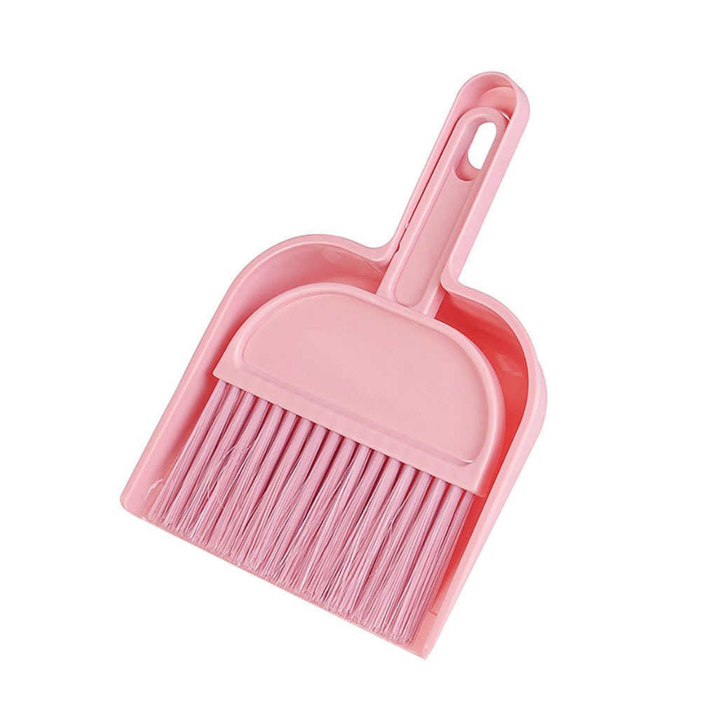 Mini Cleaning Brush Small Broom Dustpans Set Desktop Sweeper Garbage Cleaning Shovel Table for Table Countertop Keyboard: Pink
