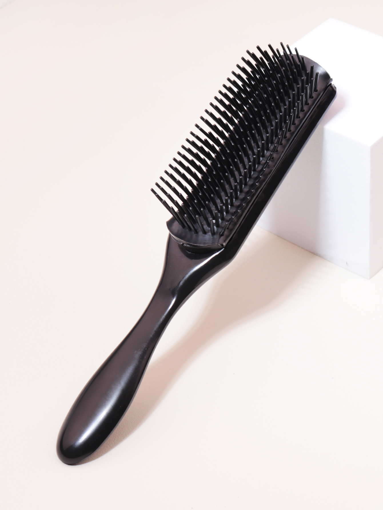 Cepillo de peinado clásico de 9 filas y 5 filas, cabello rizado y liso, cabello grueso natural, separación de soplado, herramienta de modelado y peinado: Negro