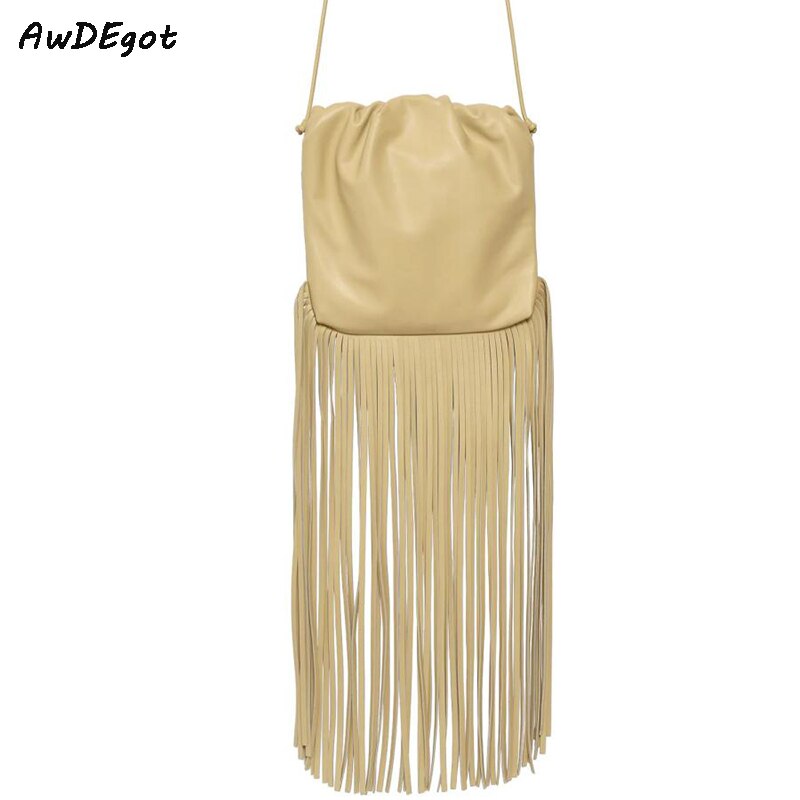 trend lang kvast kvinner pu veske veske crossbody veske kvinnelig frynset veske dame veske