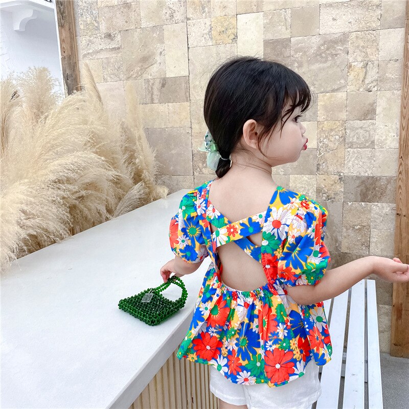 Sommer piger blomstret bluse børn rygløse bluser