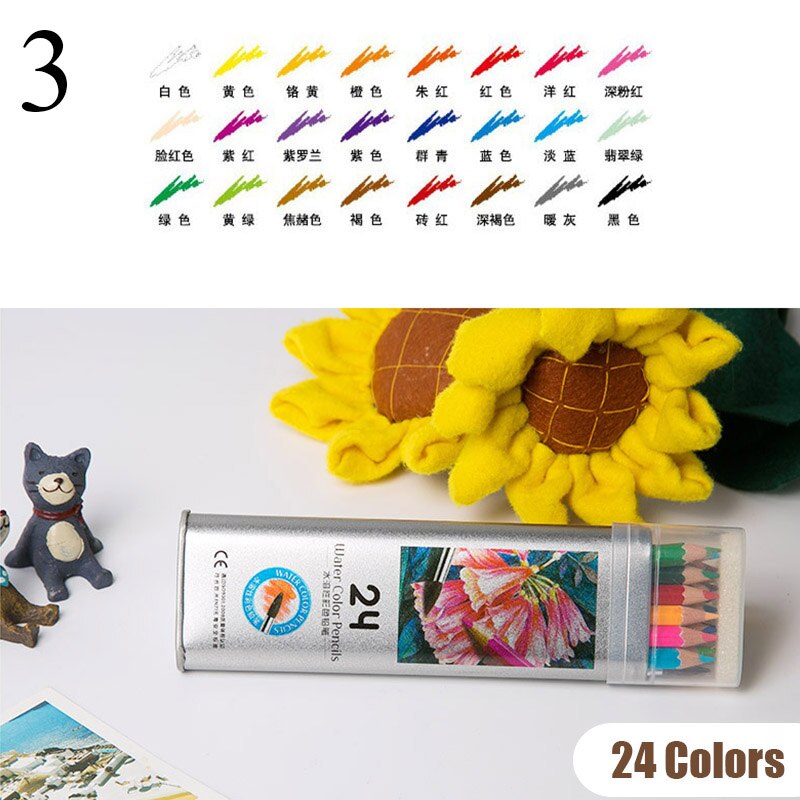 12/24/36/48 Kleuren Aquarel Potlood Water Oplosbare Gekleurde Tekening Potloden Kunstenaar Schilderij Schetsen Voor Kunst School Supplies: 3