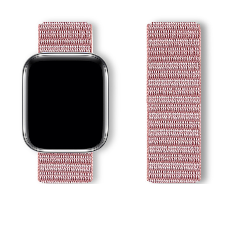 Correa de nailon para Apple Watch Band Ultra 9 8 7 SE 6 5 3 38MM 42MM 40MM 44MM accesorio para reloj inteligente pulsera iWatch serie 45MM 41MM: XS / Rosa verde
