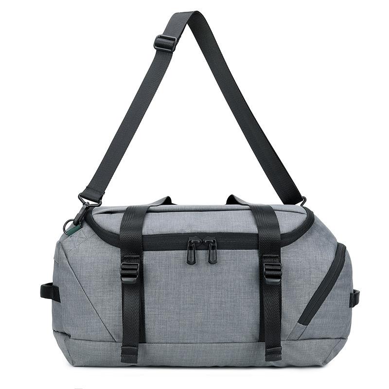 waterproof Men travel bag portable sports shoulder Messenger bag with shoes pocket multifunctional laptop back pack: Gray