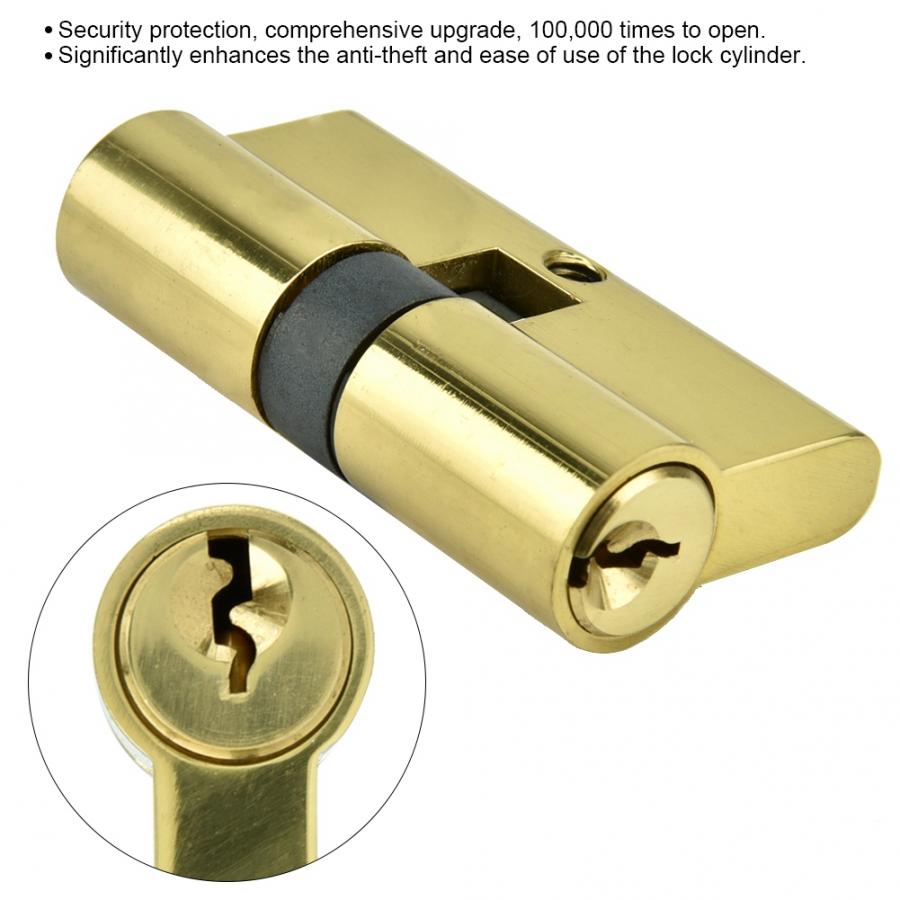 60mm Copper Dual Open Lock Cylinder Anti-theft Door Lock Cylinder with Keys Copper Lock Cylinder