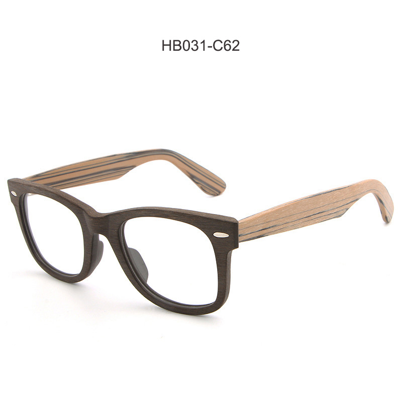 HDCRAFTER-montures de lunettes de Prescription, Grain de bois, monture optique pour myopie, avec lentille transparente, pour hommes et femmes, montures pour lunettes: HB031-C62