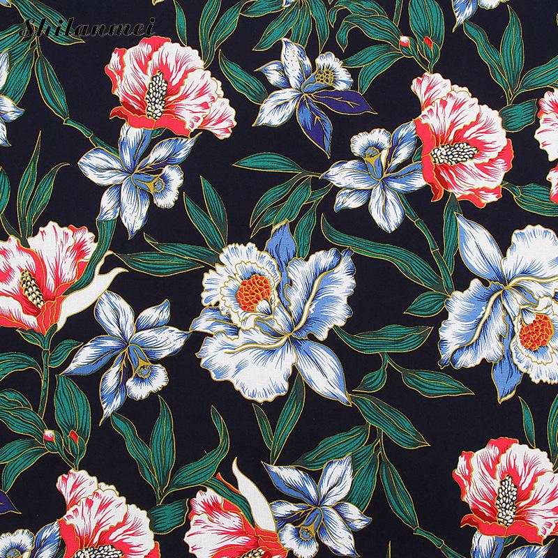 1.42m*2m retro spanien etniske blomster gardin bomuldsstof linned stof duge håndværk materialer malet tøj stof syning: Marine blå
