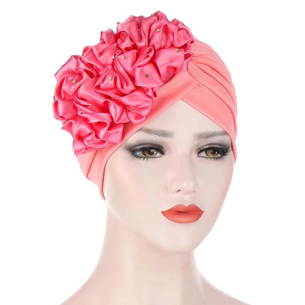 Grote Bloemen Tulbanden Voor Vrouwen Stretchy Hoofddoek Motorkap Moslim Head Wrap Cap Dames Beanie Hoed Haaraccessoires Chemo Caps: 6