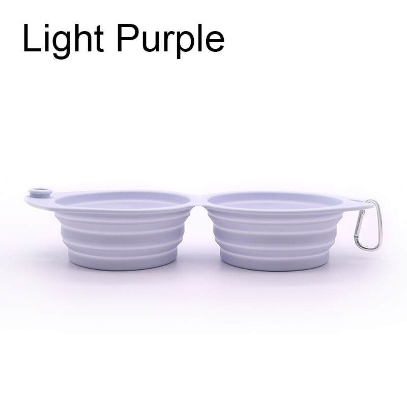 Cuenco para beber de viaje para mascotas, plato alimentador para gatos, cuenco plegable para perros, cuenco doble de silicona, contenedor de comida para cachorros, seguridad saludable: Gris