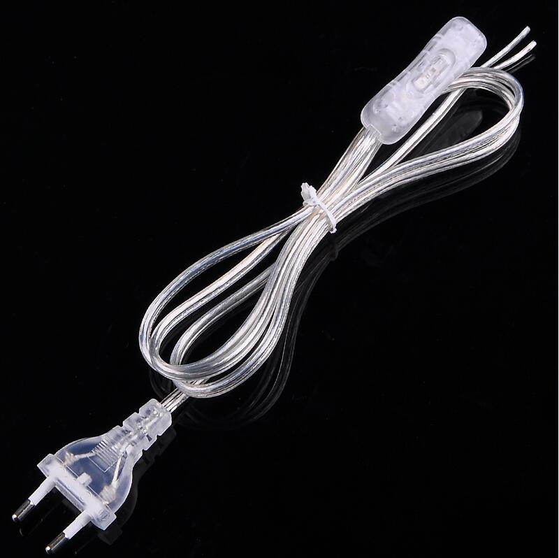 1.8M Black White Transparent Switch Cable Light Modulator Lamp Line Controller For Table wall lamp Electricity wire: transparent EU plug