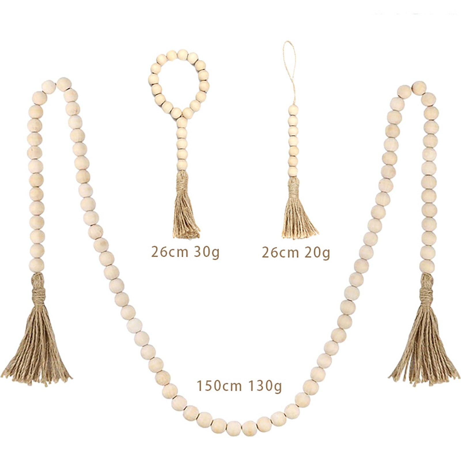 Bohemian Style Tassel Natural Wood Bead Garland Large Wall Hanging Decoration Hanging Decorations Home Decorations Garden Decor