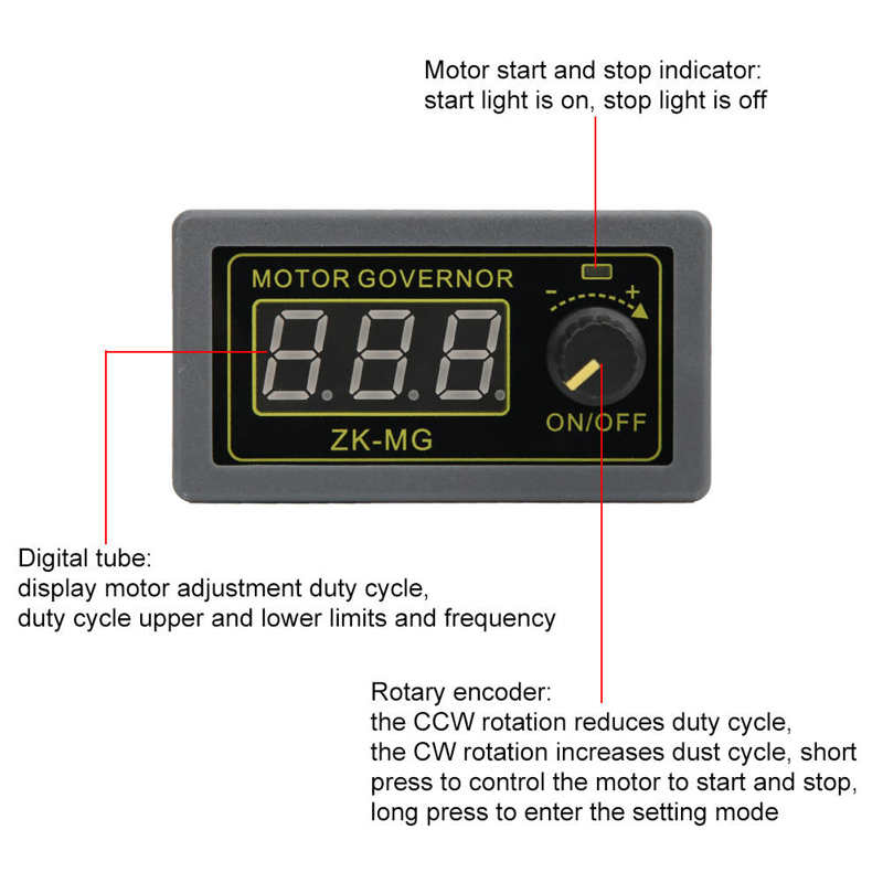 150W 5V~30V Soft Starting DC Motor Controller PWM Motor Speed Regulator LED Light Dimmer Digital Display Encoder DC Motor Speed