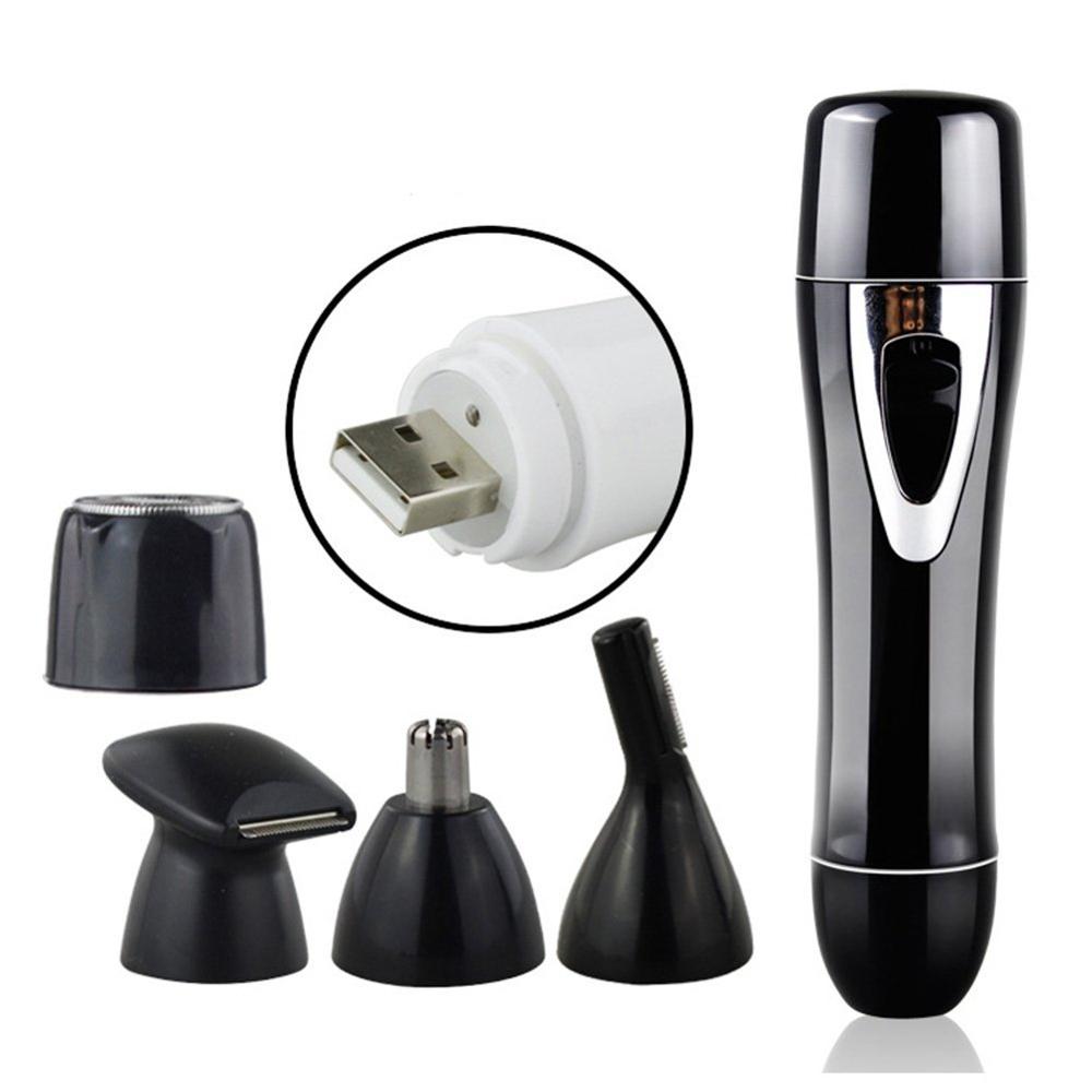 Vrouwen 4 in 1 Mini Scheerapparaat Draagbare Lady Scheermes Multi-purpose Elektrische Waterdichte Machine Voor Scheren Trimmer USB Oplaadbare: Black With Box