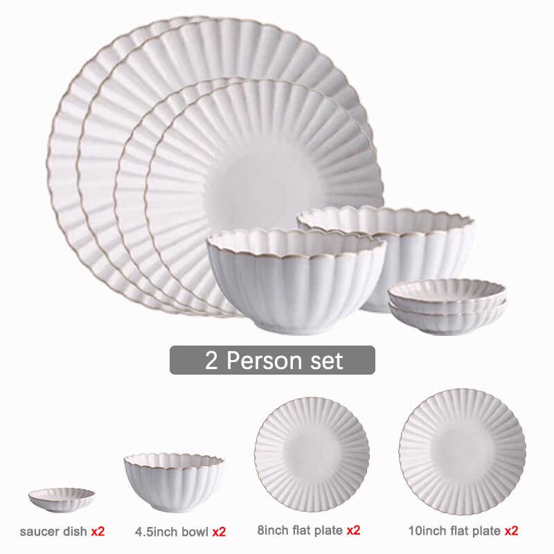 Ceramic Dinnerware Set Food Plates Dishes Dinner Plates Salad Soup Bowl Klin Glaze White Plates and Bowls Set for Restaurant