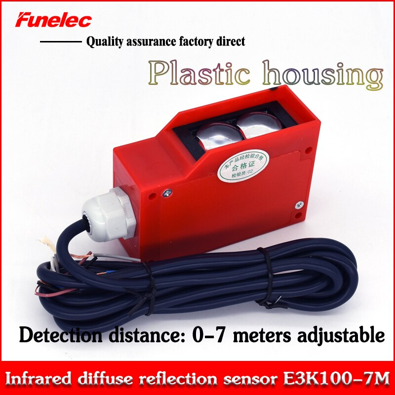 Long-distance diffuse photoelectric switch Infrared photoelectric sensor E3K100-7M Adjustable NPN