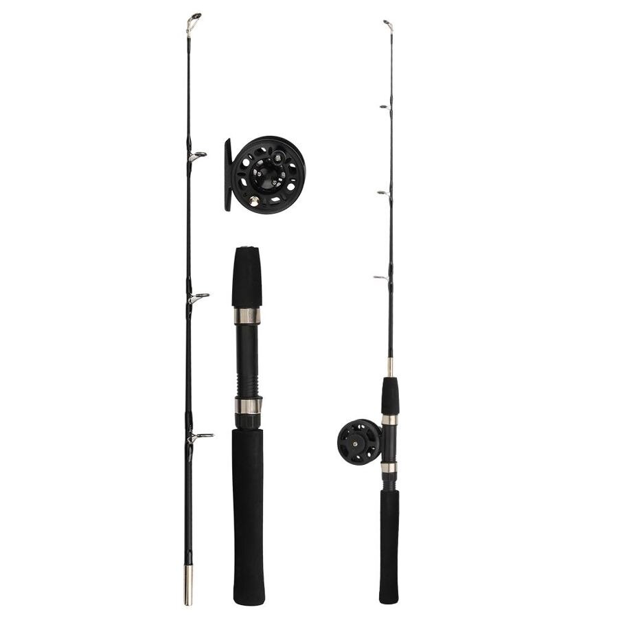 Ice Fishing Rod Set Winter Fishing Raft Fishing Rod Fishing Rod Equipment 80cm Black ABS Fishing Rod Solid Outdoor Fishing Rod