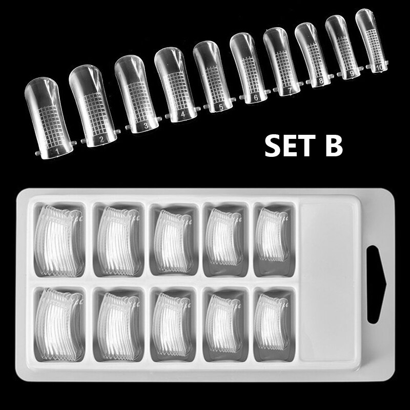 Kit de faux-ongles pour Extension de Gel UV, ensemble français pour construction rapide, moule, pointes, cuillère à cuticules en acier inoxydable, brosse à trancher, 6 pièces