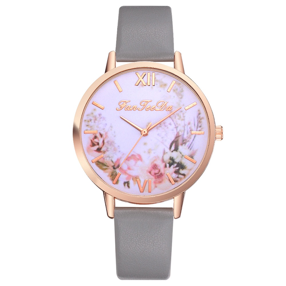 Simple femmes fleur montres Femme dames décontracté en cuir Montre à Quartz Femme horloge Relogio Feminino Montre Femme