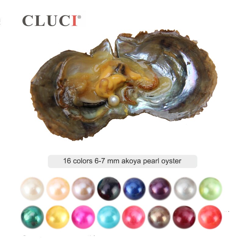 CLUCI-Cuentas de perlas Akoya, redondas, blancas y negras, de 6-7mm, 16 colores, para agua salada empaquetadas al vacío, WPM001SB